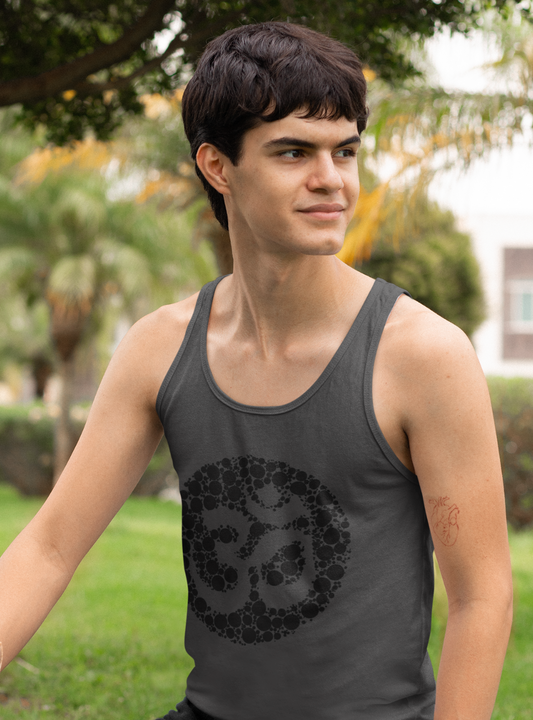 Om Black Pearls | Premium Cotton Mens Tank Top