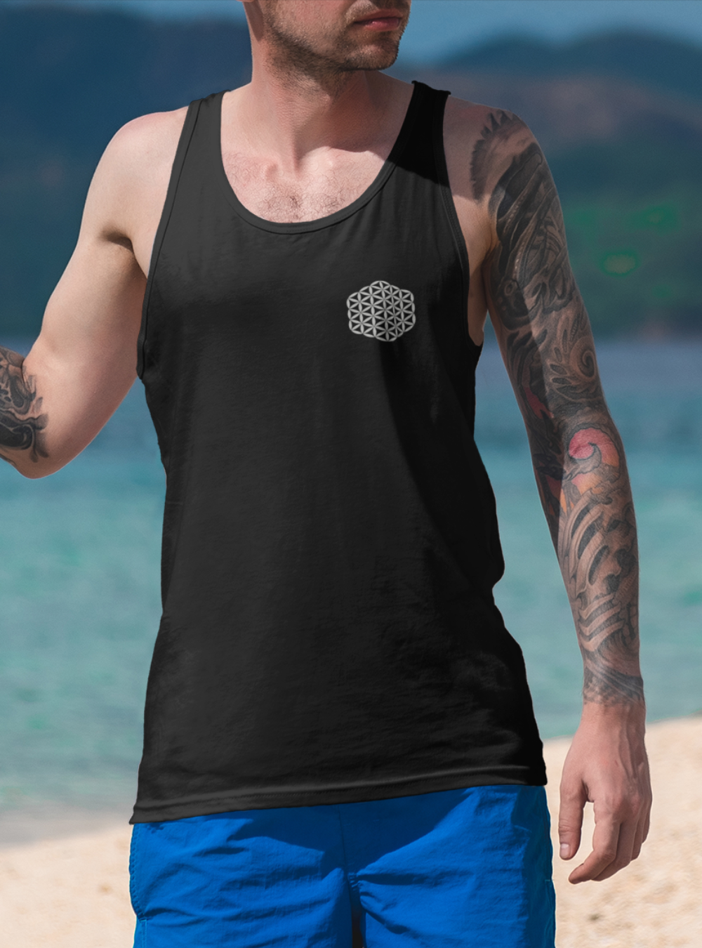 Flower Of Life | Premium Cotton Mens Tank Top