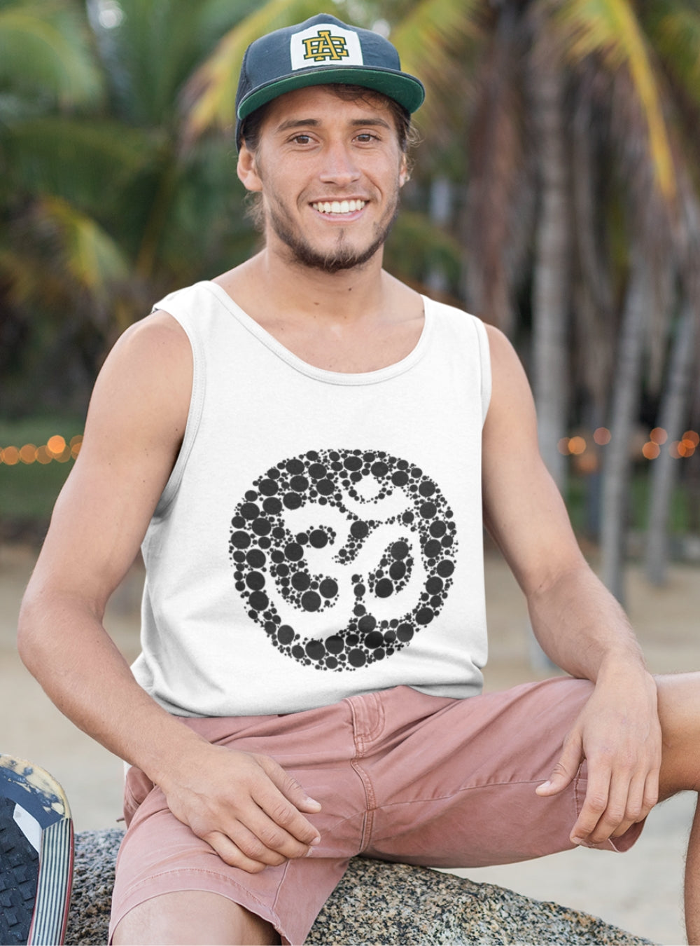 Om Black Pearls | Premium Cotton Mens Tank Top