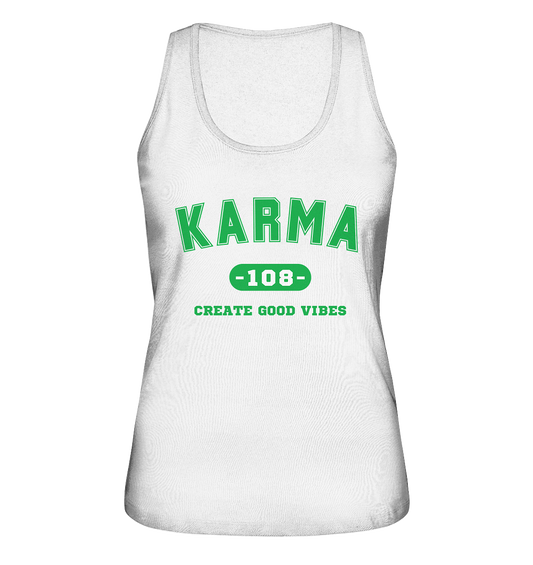 Karma 108 (backprint) | Premium Organic Ladies Tank Top