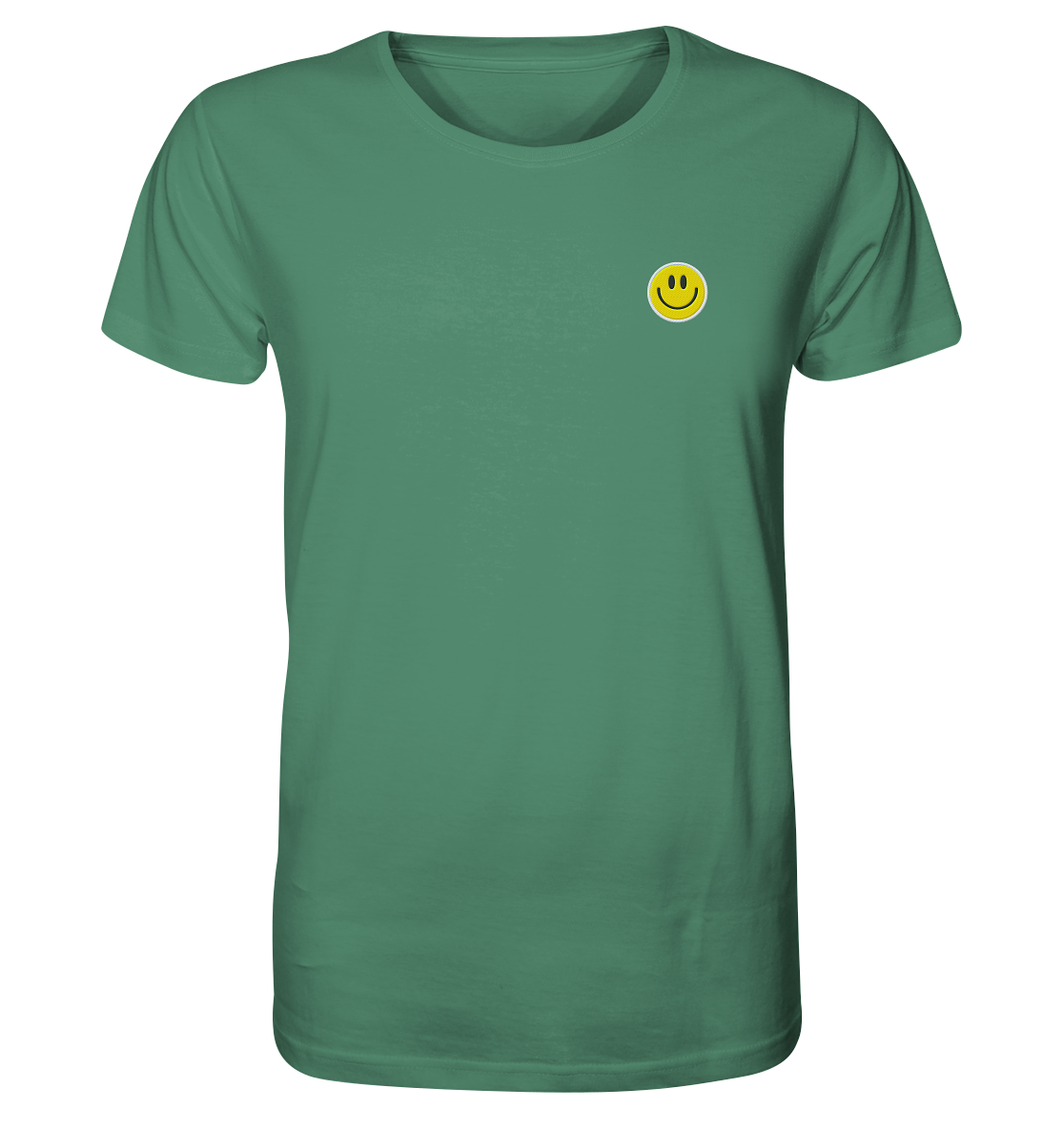 Be Happy | Premium Organic Mens T-Shirt (Embroidered)