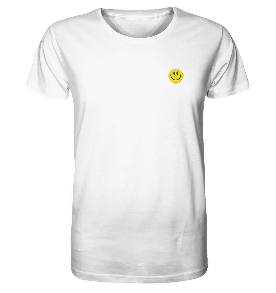 Be Happy | Premium Organic Mens T-Shirt (Embroidered)