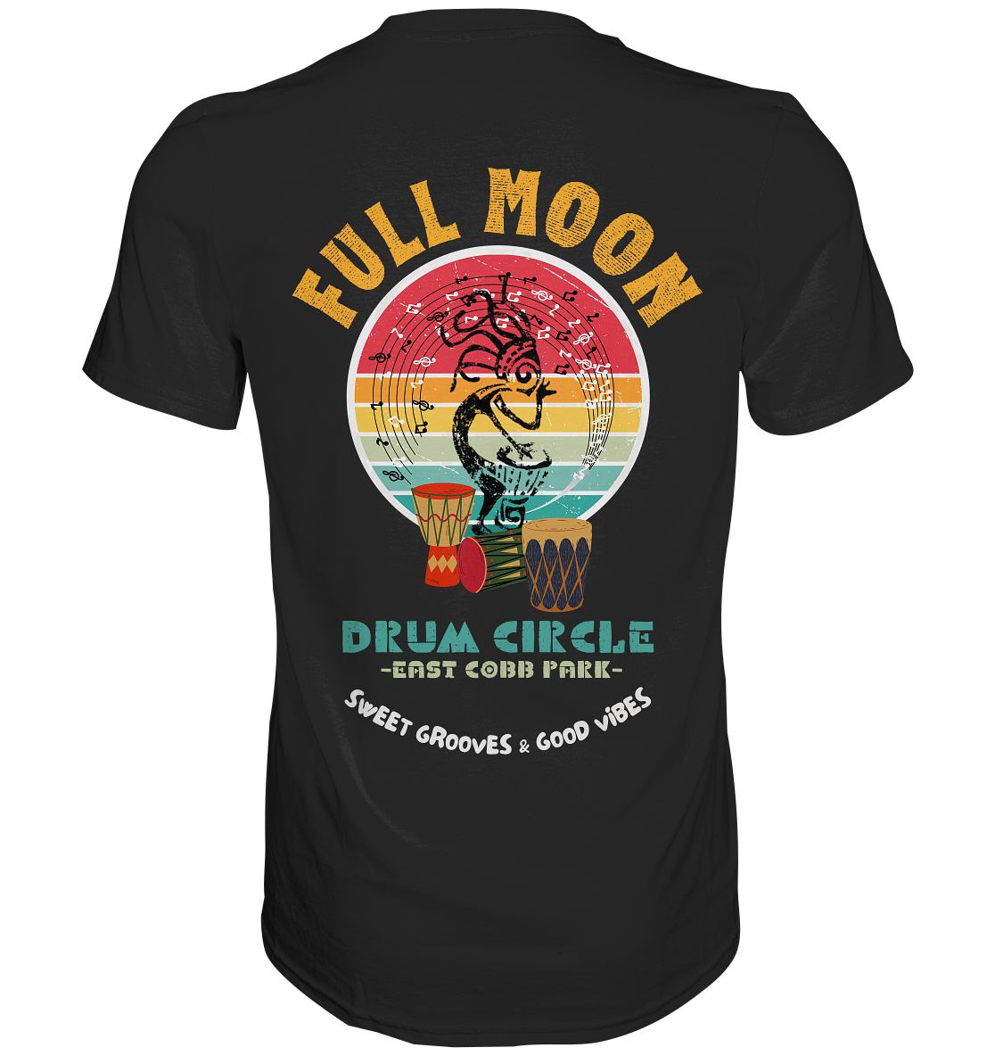 Full Moon Drum Circle (backprint) | Premium Cotton Unisex T-Shirt