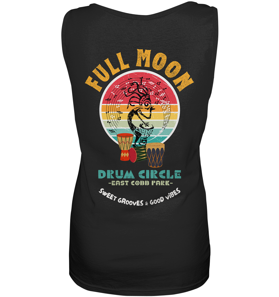 Full Moon Drum Circle (backprint) | Premium  Cotton Ladies Tank Top