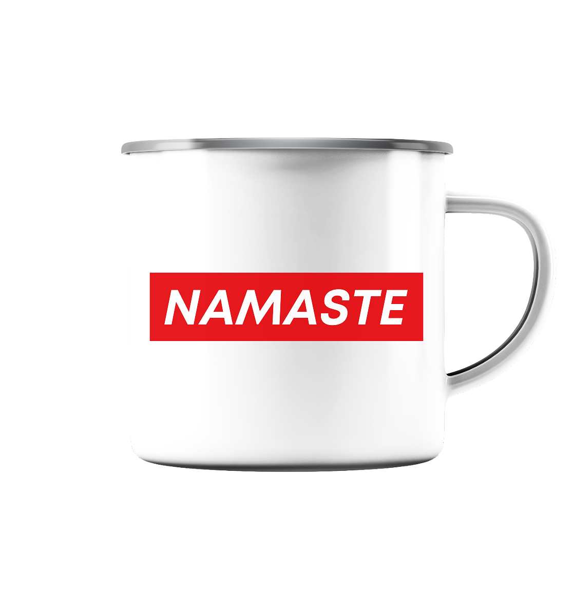 Namaste | Emaille Tasse (Silber)
