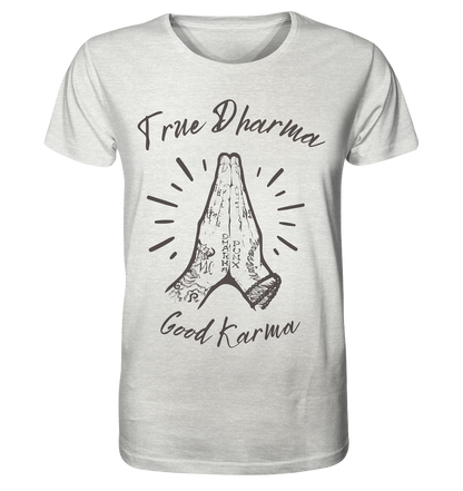 True Dharma Good Karma | Premium Organic Mens T-Shirt (meliert)